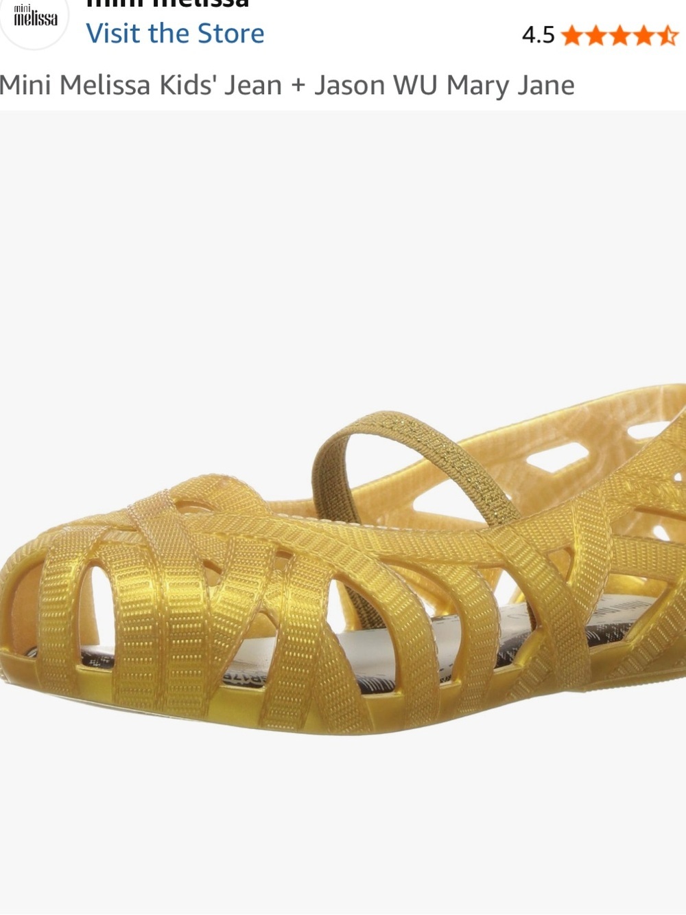 Mini Melissa x Jason Wu Kids Gold Mary Jane Jelly Sandals Size 12